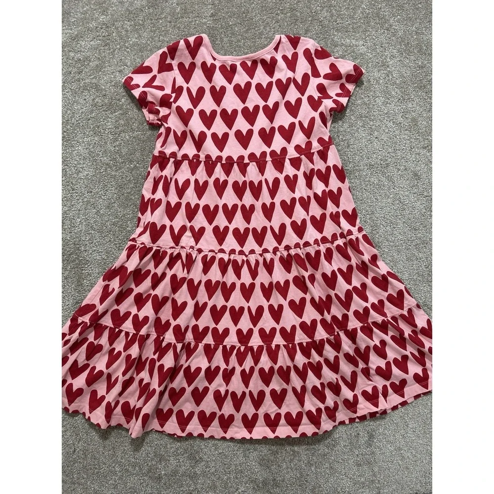 Hanna Andersson Size 150 (US 12) Pink With Red Hearts Twirl Dress